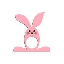 Porta Guardanapo Coelho Com Carinha 9cmx9,8cm Kit 4 Peças - Cria Arte Laser Rosa Claro