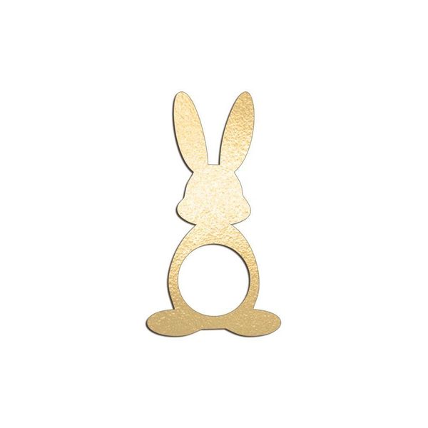 Porta Guardanapo Coelho Frente Kit 4 Peças 5,5cmx10cm- Cria Arte Laser Dourado