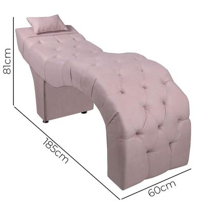 Maca Estofada Para Clínica De Estética Facial Com Capitonê Andressa Rosê Veludo Speciale Home Rose