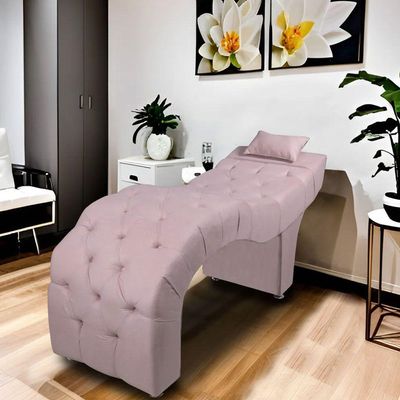 Maca Estofada Para Clínica De Estética Facial Com Capitonê Andressa Rosê Veludo Speciale Home Rose