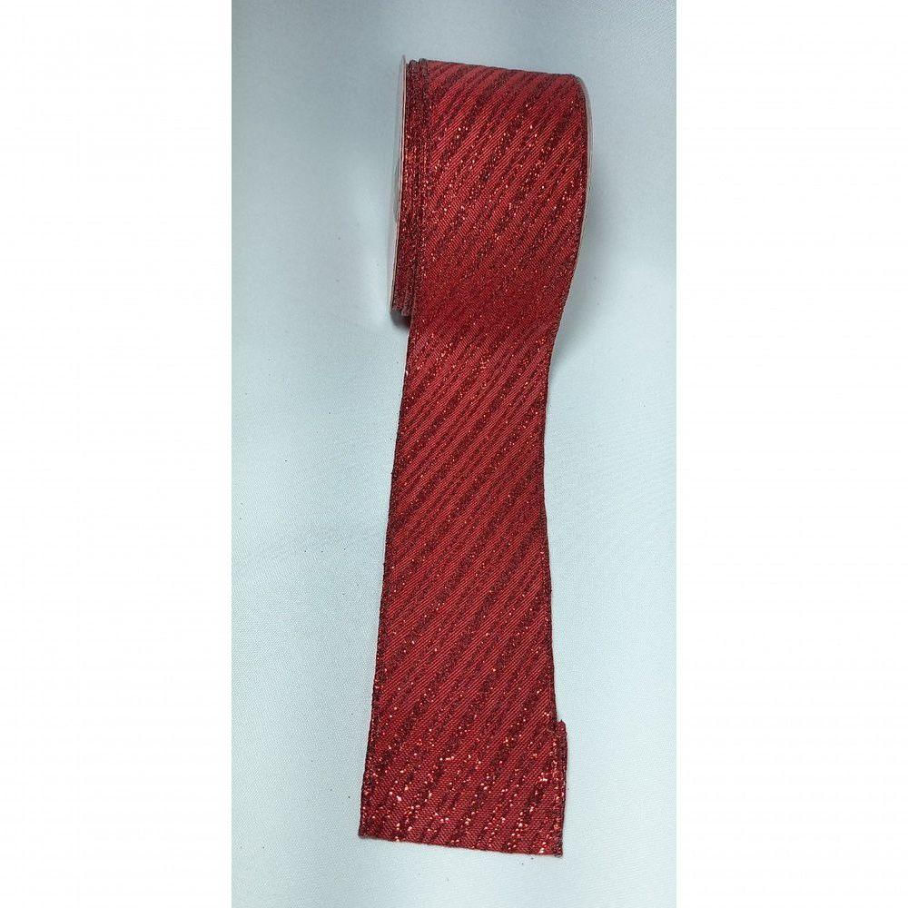 Fita Decorativa Vermelha Com Linha De Brilho - Cf525