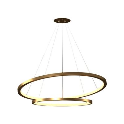 Lustre Pendente Orluce Tabat Or1790 Com 2 Aros 60-40cm Dourado Led Bivolt