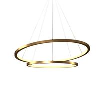 Lustre Pendente Orluce Tabat Or1790 Com 2 Aros 60-40cm Dourado Led Bivolt