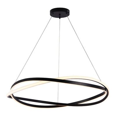 Lustre Pendente Nordecor Euni Odi 2875 80cm Preto Led Bivolt