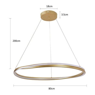 Lustre Pendente Nordecor Euni Odi 2872 80cm Dourado Fosco Led Bivolt