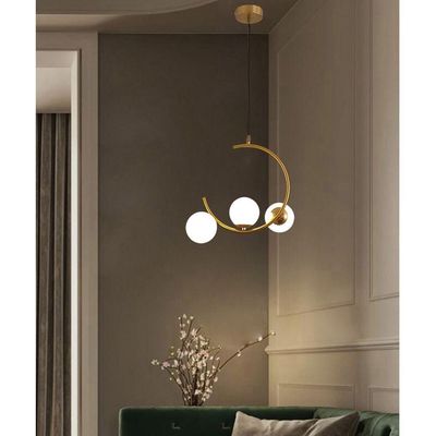 Lustre Luminaria Pendente Meia Lua Luxo Cozinha Sala Quarto Recepçao Comercial Residencial