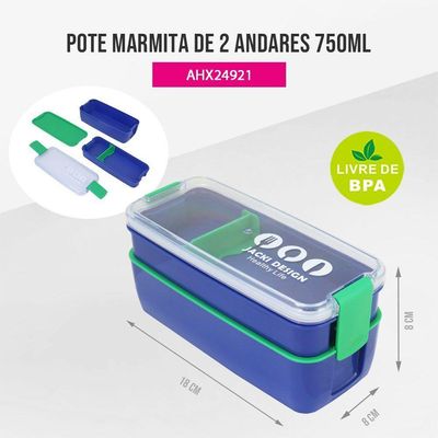 Pote Marmita De 2 Andares 750ml - Vibe Azul - Azul