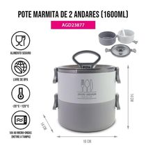 Pote Marmita De 2 Andares 1600 Ml - Joy Cinza