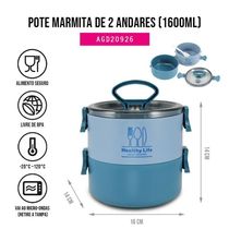 Pote Marmita De 2 Andares 1600ml Concept Azul