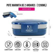 Pote Marmita De 2 Andares 1200ml Concept Mais Azul