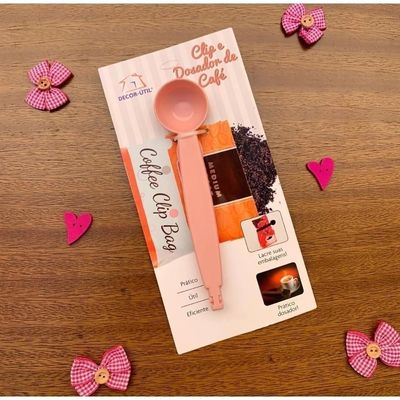 Colher Dosadora Café 2 Em 1 Clip Rosa Multiuso Decor-útil