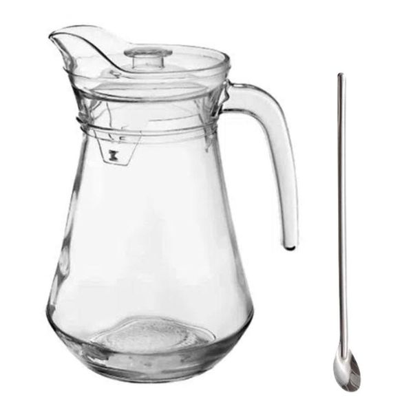 Jarra De Vidro Com Tampa Suco água 1.5 Litros + Colher Bailarina