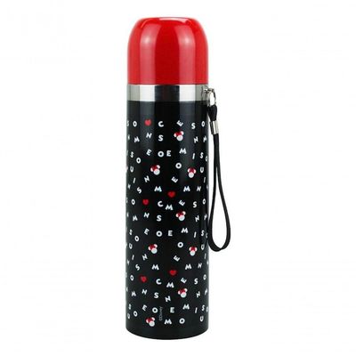 Garrafa Térmica Minnie Letras Preto 400ml - Disney