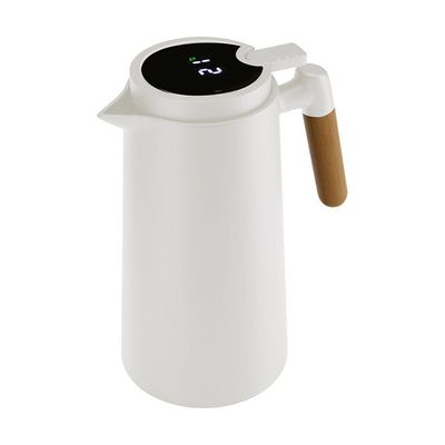 Garrafa Térmica Wood Fashion Com Termômetro Led 1 Litro Branca