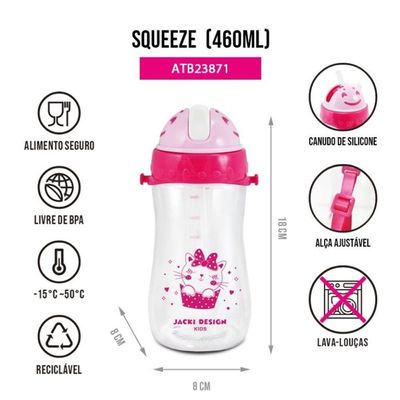 Garrafa Infantil 460ml Jacki Design - Pimpolhos Pink