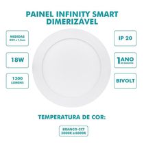 Painel Smart Led Redondo Embutir 18w Cct 3000-6000k Gaya