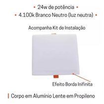 Painel Led Blumenau Frameless 24w 4100k Quadrado Branco - 24w