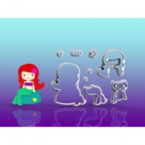 Cortador Pequena Sereia Ariel Cute Modular 7 Cm