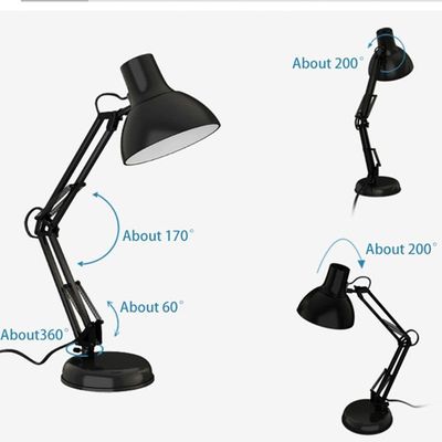 Luminaria Regulavel Articulada Escritorio Leitura Base Mesa Metal Articulavel Preto