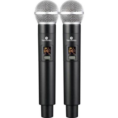 Microfone Sem Fio Uhf Duplo Harmonics Hsf200-2