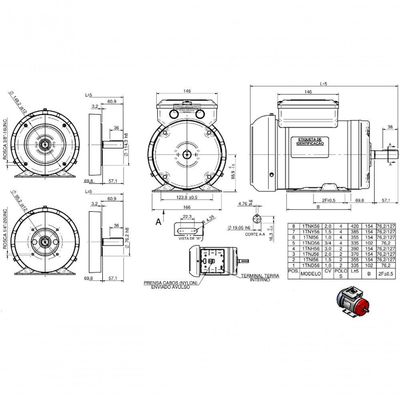 Motor Elétrico Monofásico 3cv 2 Pólos Ip44 110/220 V 60hz