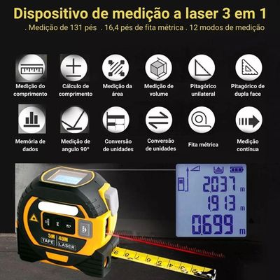 Trena Digital Visor Lcd Multifuncional Medição Laser 40m