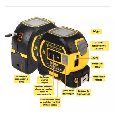 Trena Digital Visor Lcd Multifuncional Medição Laser 40m
