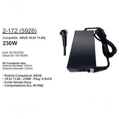 Fonte Notebook 19.5v 11.8a 6.0x3.7mm 2-172