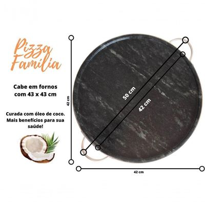 Forma De Pedra Sabão Para Pizza 42 Cm Alças De Inox Curada