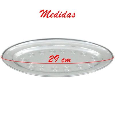 Kit 12 Bandejas Oval Em Aço Inox 29cm