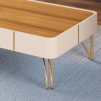 Mesa De Centro Cadenza Com Pés Em Aço Off White/cinamomo