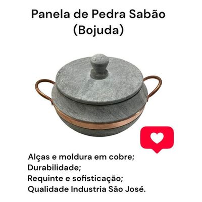 Jogo De Panelas Pedra Sabão Bojuda Com Tampa De Pedra
