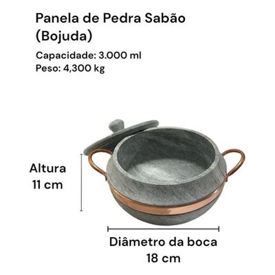 Jogo De Panelas Pedra Sabão Bojuda Com Tampa De Pedra