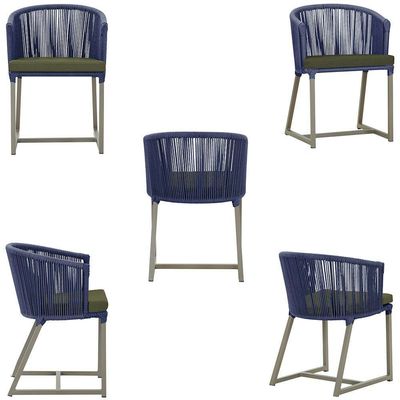 Mesa Com 4 Cadeiras E Noronha Estofado 13 Trama Original Azul