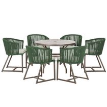 Mesa Com 6 Cadeiras Jantar Noronha Marrom E3 Trama Original Verde