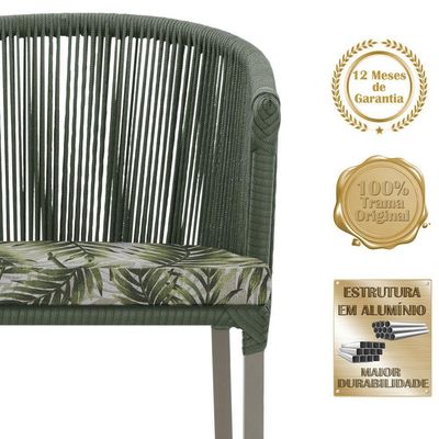 4 Cadeiras De Jantar Noronha Fendi Corda Náutica E5 Trama Verde