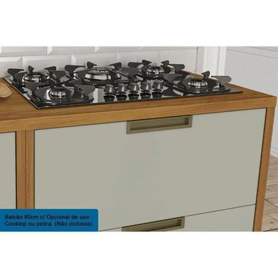 Cozinha Modulada Completa Imperatriz 4 Peças 2 Aéreos + 2 Balcões C6p44 Freijó Off White