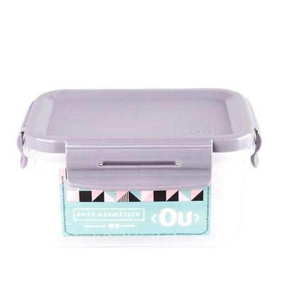 Pote Retangular 560ml Ou Click CL1100 Cinza