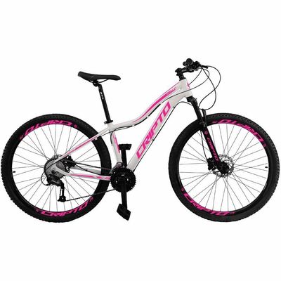 Bicicleta Aro 29 Cripto 24 Marchas Shimano Freio Hidraulico - Branco-rosa - 17" Branco-rosa