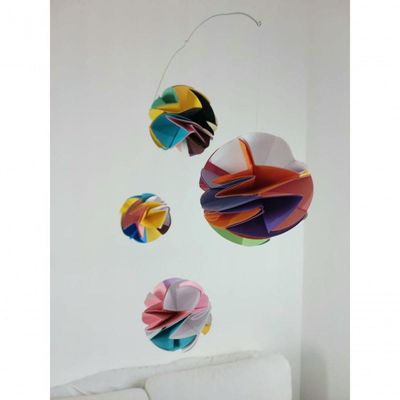 Móbile Berço Bebê Infantil Quarto Bolas Coloridas Origami