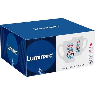 Luminarc New Morning Caneca 11X8X8Cm 320Ml Vidro Temperado Branco Decorado
