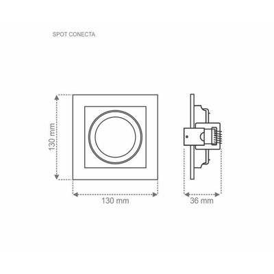 Spot Embutir Conecta Quadrado Recuado Branco Par20 - Taschibra