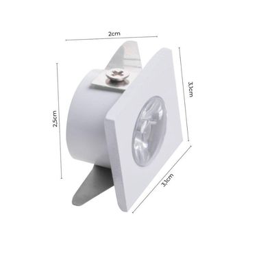 Mini Spot Led De Embutir Quadrado 1w 3000k Branca