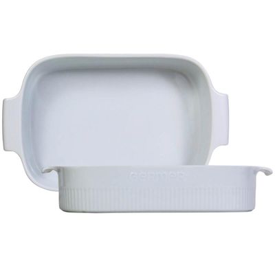 2 Travessas de Porcelana Germer Branca 2,5L 30x21cm Assar e Servir Retangular