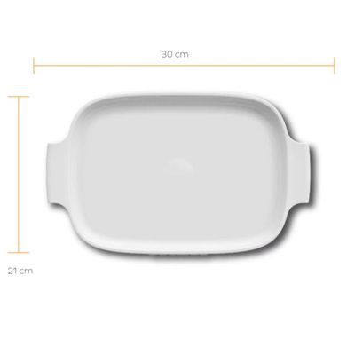 2 Travessas de Porcelana Germer Branca 2,5L 30x21cm Assar e Servir Retangular