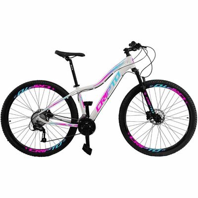 Bicicleta Aro 29 21 Marchas Freios Disco - Branco-azul/Rosa