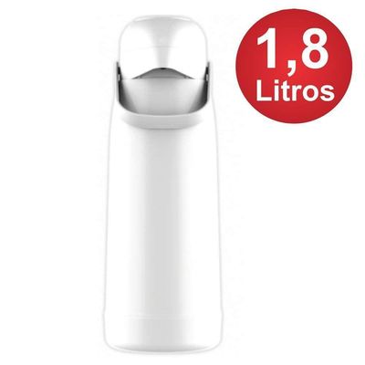 Garrafa Térmica Pressão Magic Pump 1,8l Branco