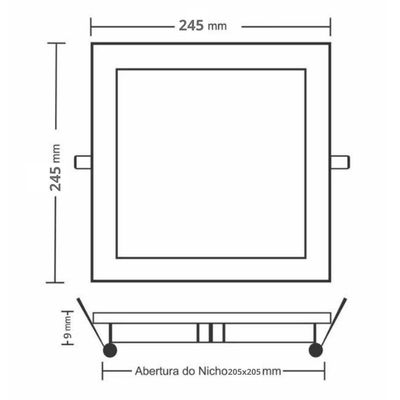 Painel De Led Taschibra Quadrado De Embutir 18+6w Dual Color Bivolt
