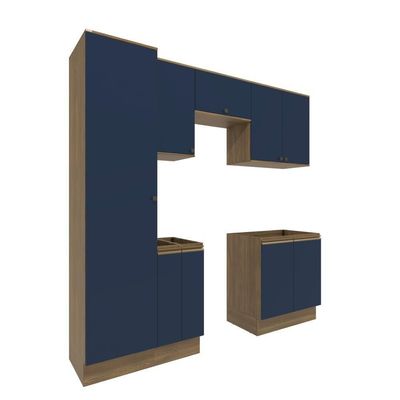 Lavanderia Modulada Kappesberg Celeste 7 Peças Nogueira/azul 230cm