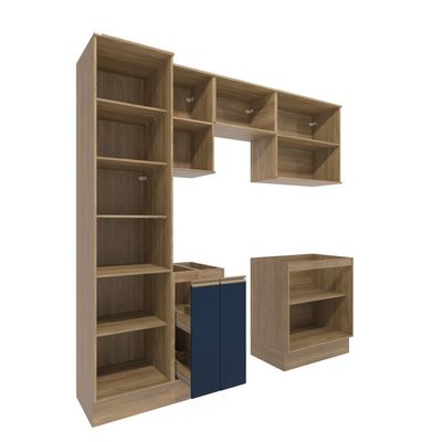 Lavanderia Modulada Kappesberg Celeste 7 Peças Nogueira/azul 230cm